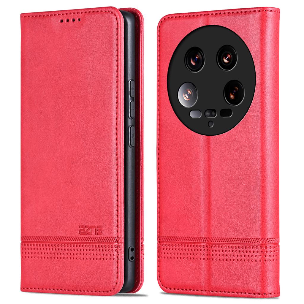 AZNS Für Xiaomi 14 Ultra Lederhülle Rindsledertextur Ständer Brieftasche Handyhülle