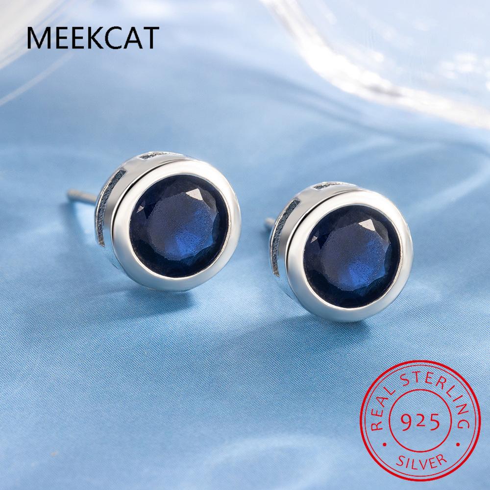 8mm Round Natural Red Garnet 925 Sterling Silver Bubble Bezel Stud Earring for Woman Statement Gemstone Jewelry Gift