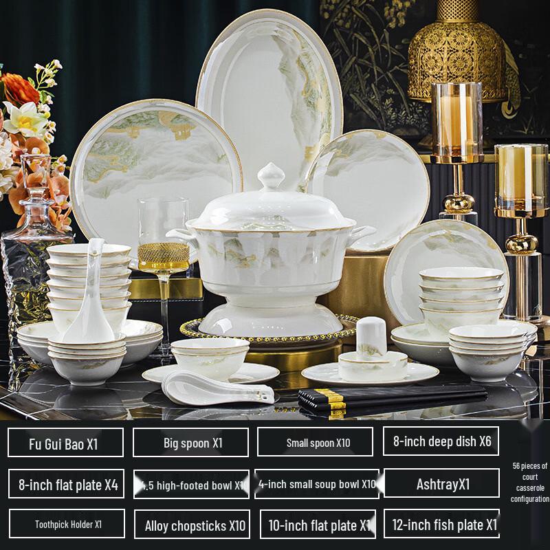 Boyido Jingdezhen 56-Piece Bone China Dinnerware Set