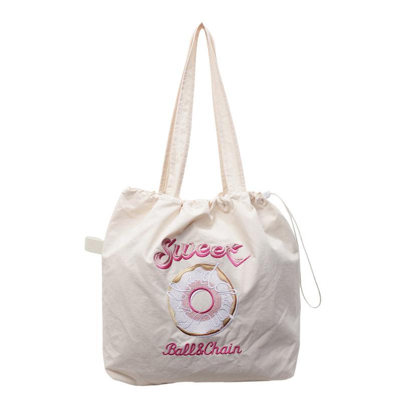 Embroidery Donut Nylon Bag Women's New Fashion Cartoon Commuter Bag Shoulder Handbag