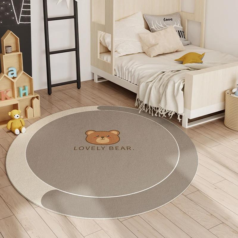 Cute Cartoon Style Rugs for Bedroom Round Hopscotch Children's Mat Soft Non-slip Nursery Carpet Washable Children Crawling Rug
