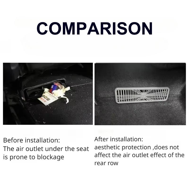 For Tesla Model 3 Y Juniper Highland 2025 2026 Under Seat Rear Air Vent Protect Cover Anti-block Backseat Outlet Grille Mesh