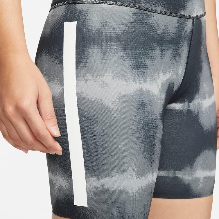 Nike Tie-Dye High-Waisted Printed Workout Shorts Women Shorts Gray DO7815-010