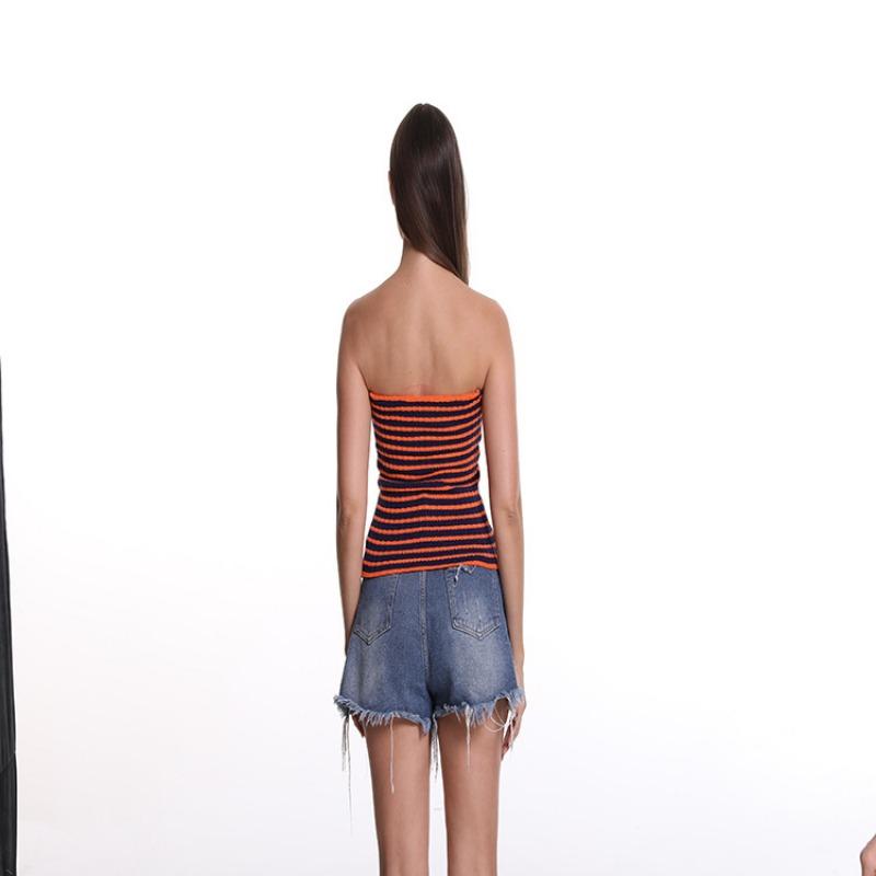 Frühlings- und Sommer-Damenpullover Gestrickte Neckholder-Tops und trägerlose Westen