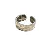 Retro Baroque Style Irregular Tapping Pattern Wide Face 925 Sterling Silver Jewelry Opening Rings  02879