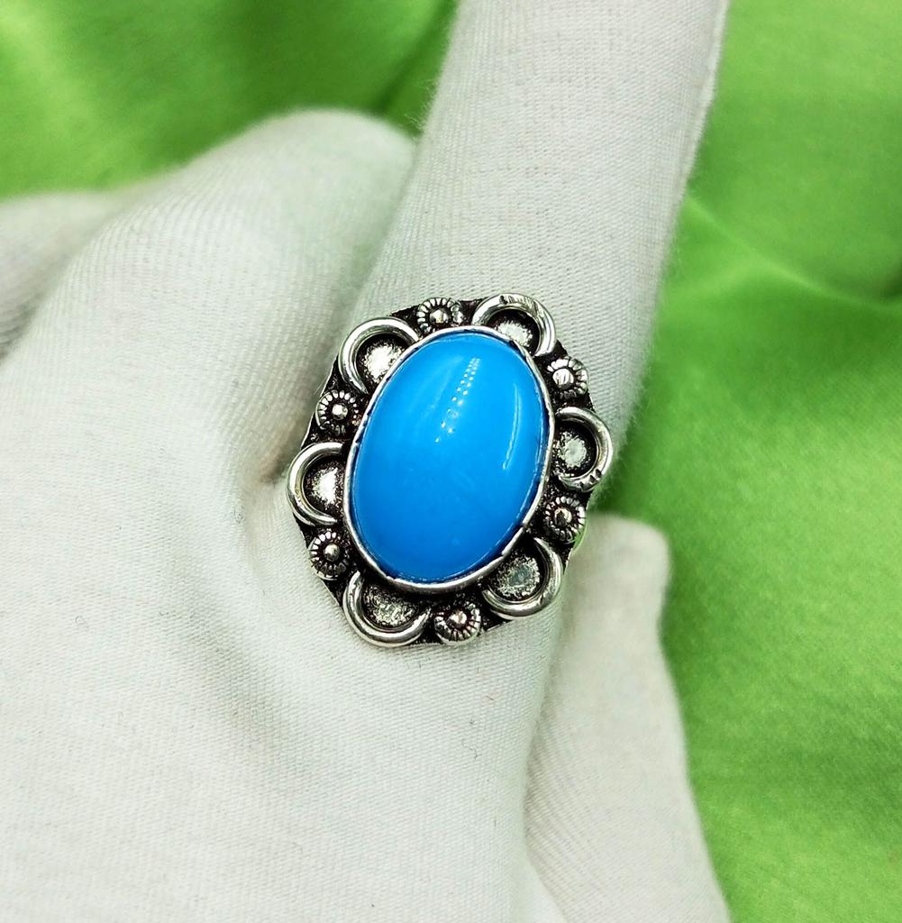 Blue Chalcedony Gemstone 925 Sterling Silver Plated US SZ 6 Ring MM-R117