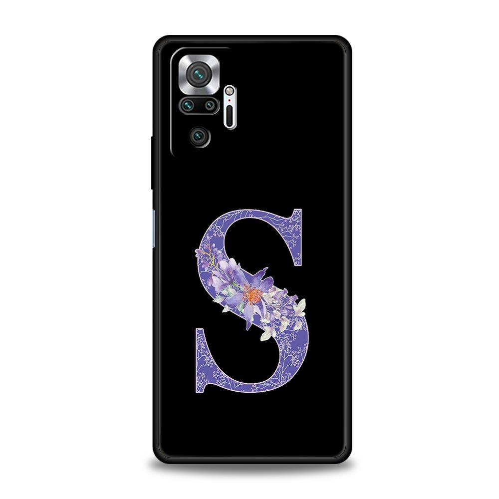 Letters Purple Flower Phone Case For Xiaomi Redmi Note 14 13 5G 10 11 12 Pro Plus 4G 14C 13C 12C 10C Black Cover