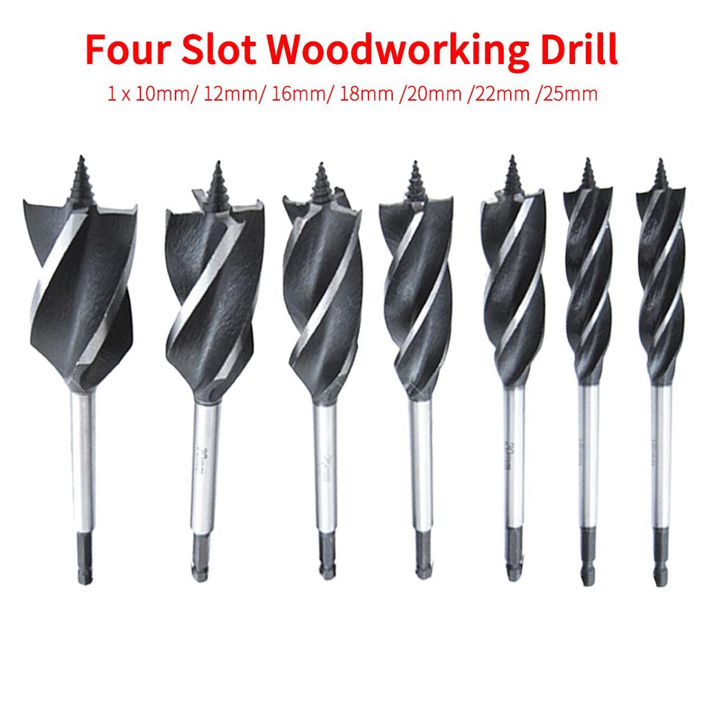 Four-Slot Four-Blade Woodworking Hole Drill Woodworking Opening Silver 15x165mm Four-Slot Four-Blade Woodworking Hole Drill Woodworking Opening Silver 15x165mm