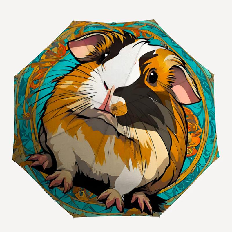 

1pc Guinea Pig Art Print Automatic Folding Umbrella - Portable Collapsible 8-Rib Umbrella for All Seasons Durable Canopy yy251119128