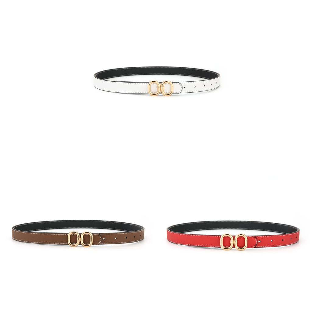 Genuine Leather Doublesided Womens Belt With Square Alloy Buckle For Casual Wear