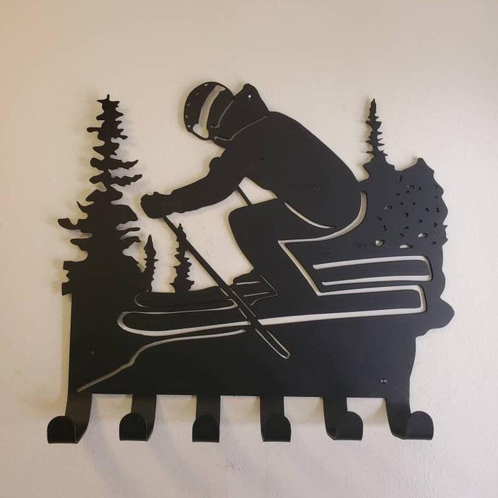 Ski Metal Wall Decor Skier Rack Home Decor Hook Key Wall Hanging Coat Hook Door Rack Hanger Wall