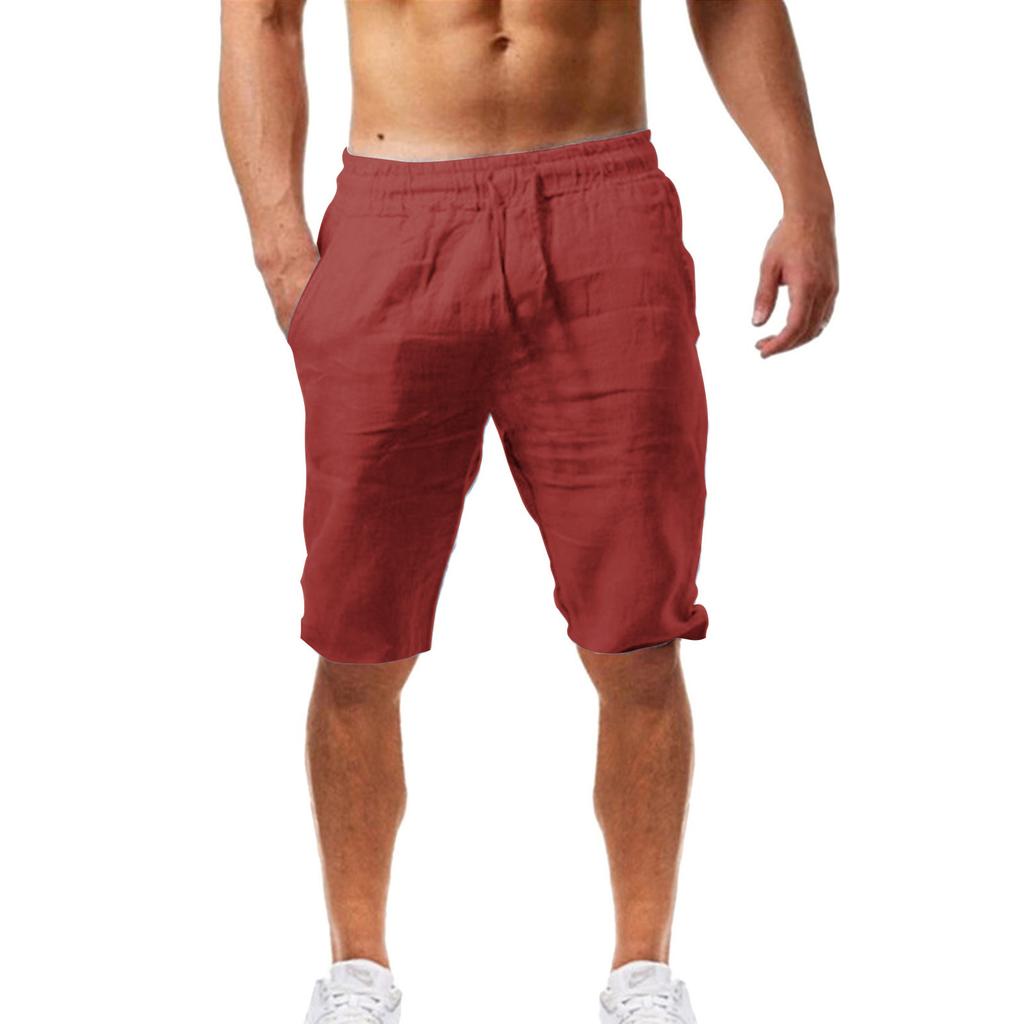 Pánské plážové šortky Ležérní Volné Krátké kalhoty Léto Bavlněné a plátěné šortky Pánské sportovní kalhoty do tělocvičny
