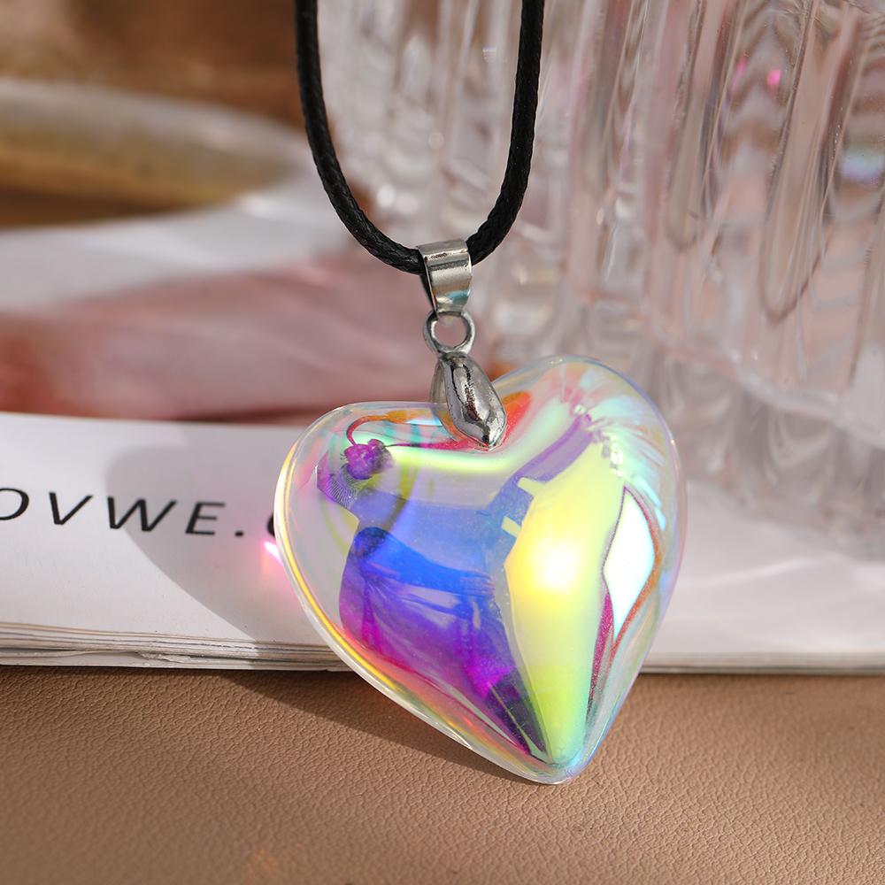 2000S Aesthetic Y2K Love Heart Necklace For Women Fashion Grunge Hip Hop Pink Hearts Pendants Necklaces Girl Rave Gift Jewelry