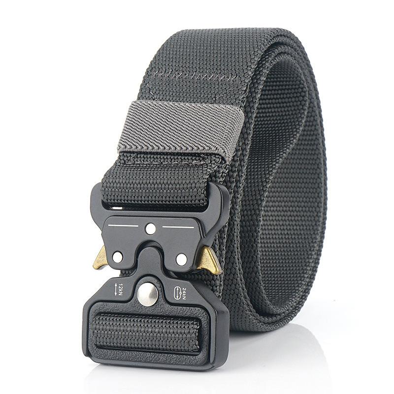 New Men'S Commuting Belt With Automatic Buckle Nylon Waistband, Outdoor Leisure Versatile Double-Layer Thick Belt