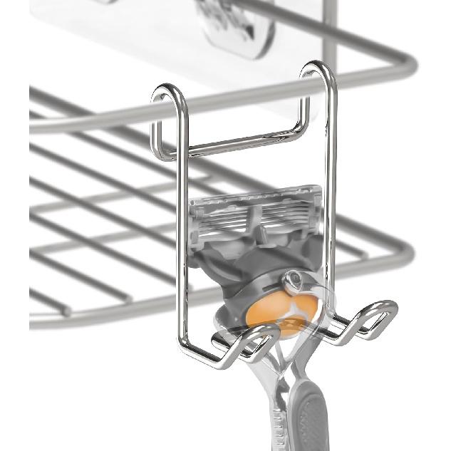 Linkidea Shower Caddy Shelf Hooks, Stainless Steel Hangers for Wall Mounted Shower Room Basket Attachment, Organize Loofah, Razor, Body Brush,