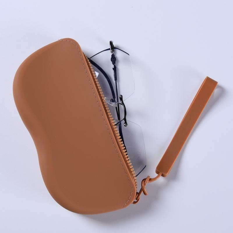 Women Girls Dustproof Glasses Box for Women Men Solid Colour Silicone Zipper Glasses Storage Waterproof Bag Cosmetic Coin Bag