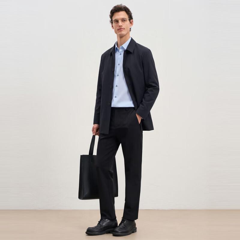EMZ Men's Wool & Cashmere Blend Mid-Length Trench Coat