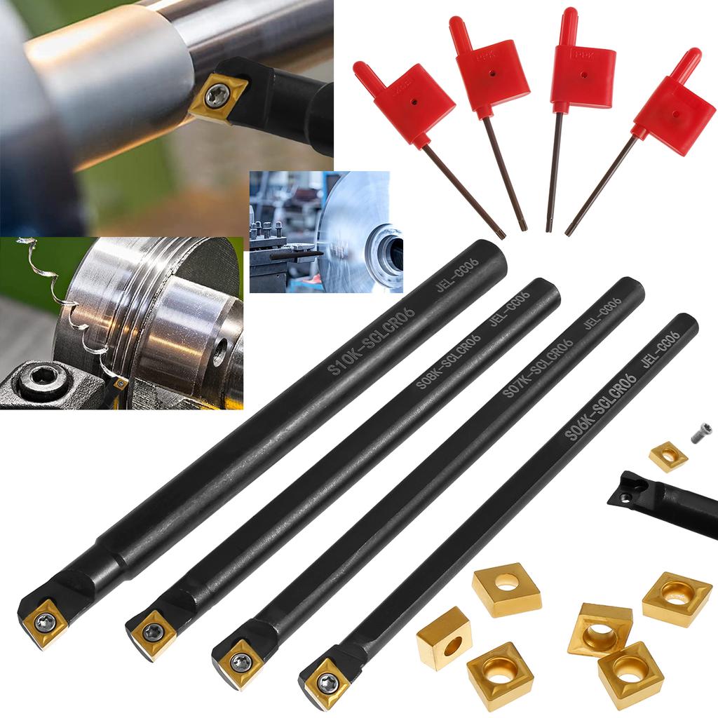 Lathe Boring Bar Turning Tool Durable Turning Tools Holder Set S06K/S07K/S08K/S10K-SCLCR06 Lathe Turning Tools Holder Set