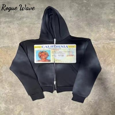 RogueWave New Gothic Harajuku Damen Sportbekleidung Trend Bedruckter Hoodie Y2k Top Neue Straßenbekleidung Herren und Damen mit Reißverschluss Kapuzenpullover