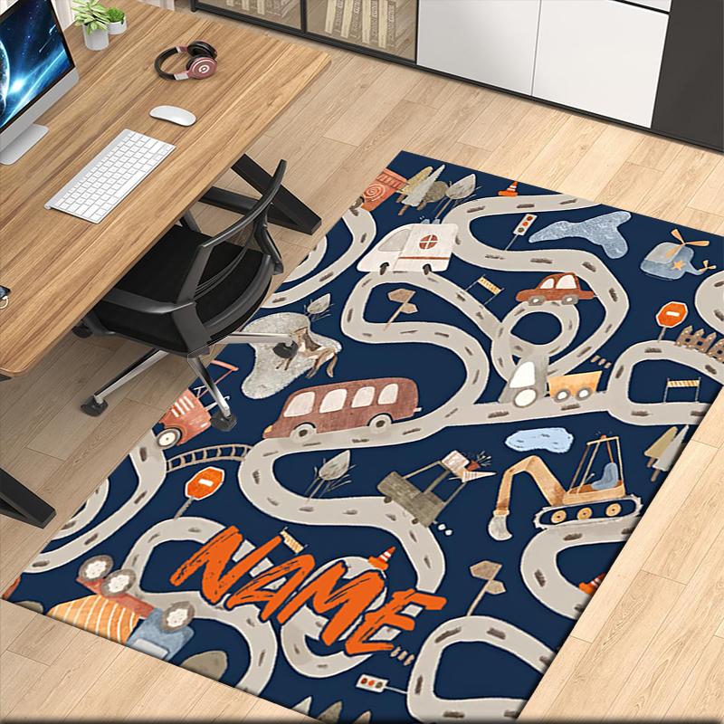 Custom Name Excavator Printed Carpet, for Office Chair Living Room Bedroom Kitchen Room Decor Gifts.