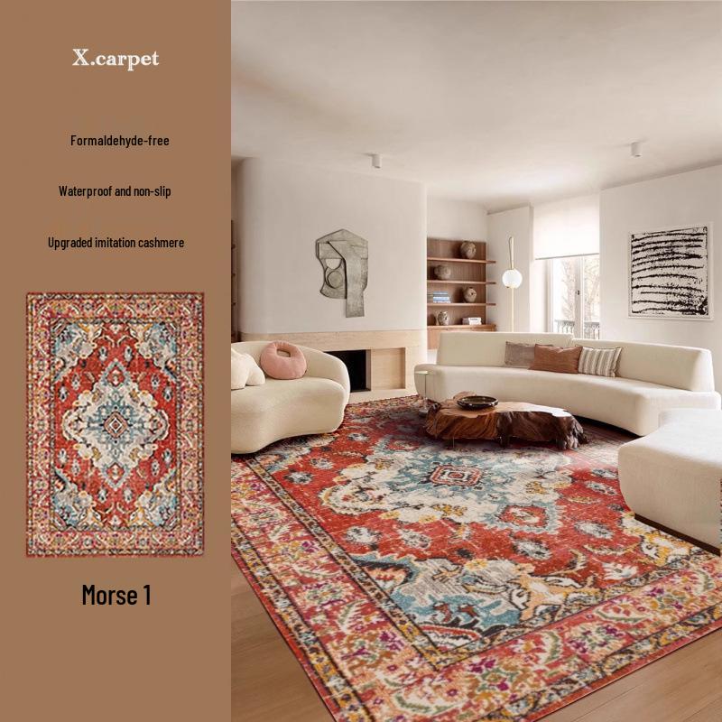 Persian Style Imitation Cashmere Non-Slip Rug - Machine Washable Living Room, Bedroom, or Coffee Table Floor Mat