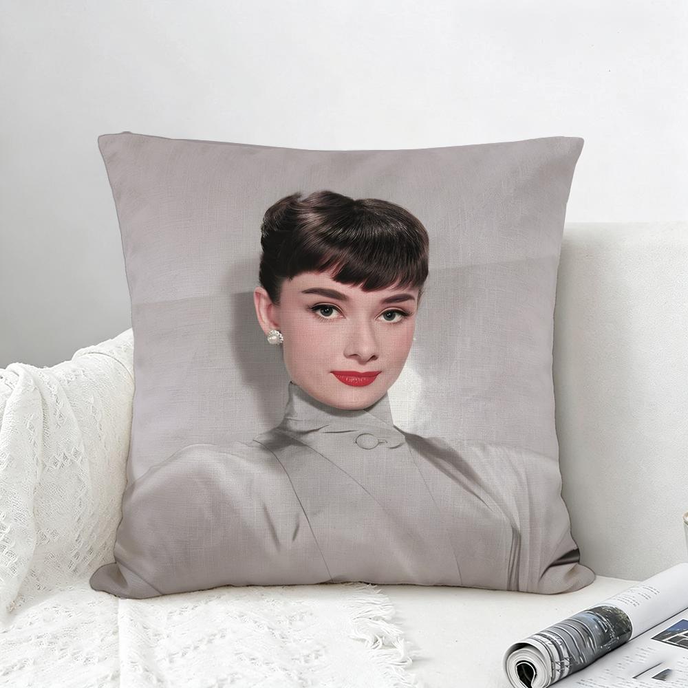 Actress Audrey Hepburn Cushion Cover Natural Linen Pillowcase Set AllinOne Decor for Sofa Bedroom  Chair