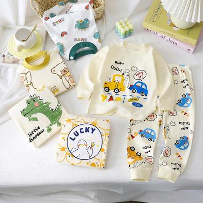 2026 Summer Children Full Sleeve Underwear Suits Baby Spring O-Neck Cartoon Cotton Pajama Set Long Pant Kids Home Wear Clothing Suit for Girl Boy