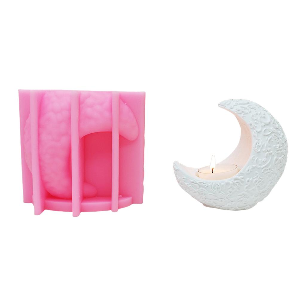 Moon Silicone Candle Stand Molds Epoxy Resin Silicone Molds for Making Tealight Holder Candle Stand Home Decoration