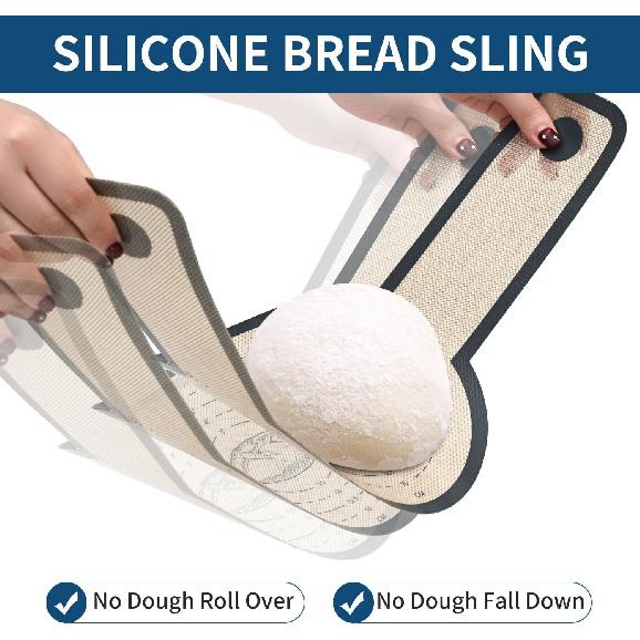 2 Pcs Silicone Bread Sling for Dutch Oven Liners Silicone Baking Mat [Non-Stick & Heat Resistant] Reble Sourdough Bread Baking Supplies with Long