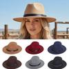 Universal Wide Brim Fedora Hat with Belt Soft Felt Jazz Cap Formal Hat Stage Performance