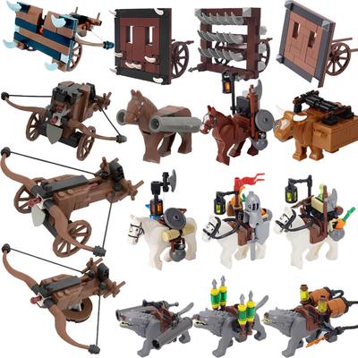MOC Mittelalterliche Militärische Bausteine Zubehör Soldatenfiguren Spielzeug Waffen Ausrüstung Kanone Transport Pferd Rinder Wolf K035