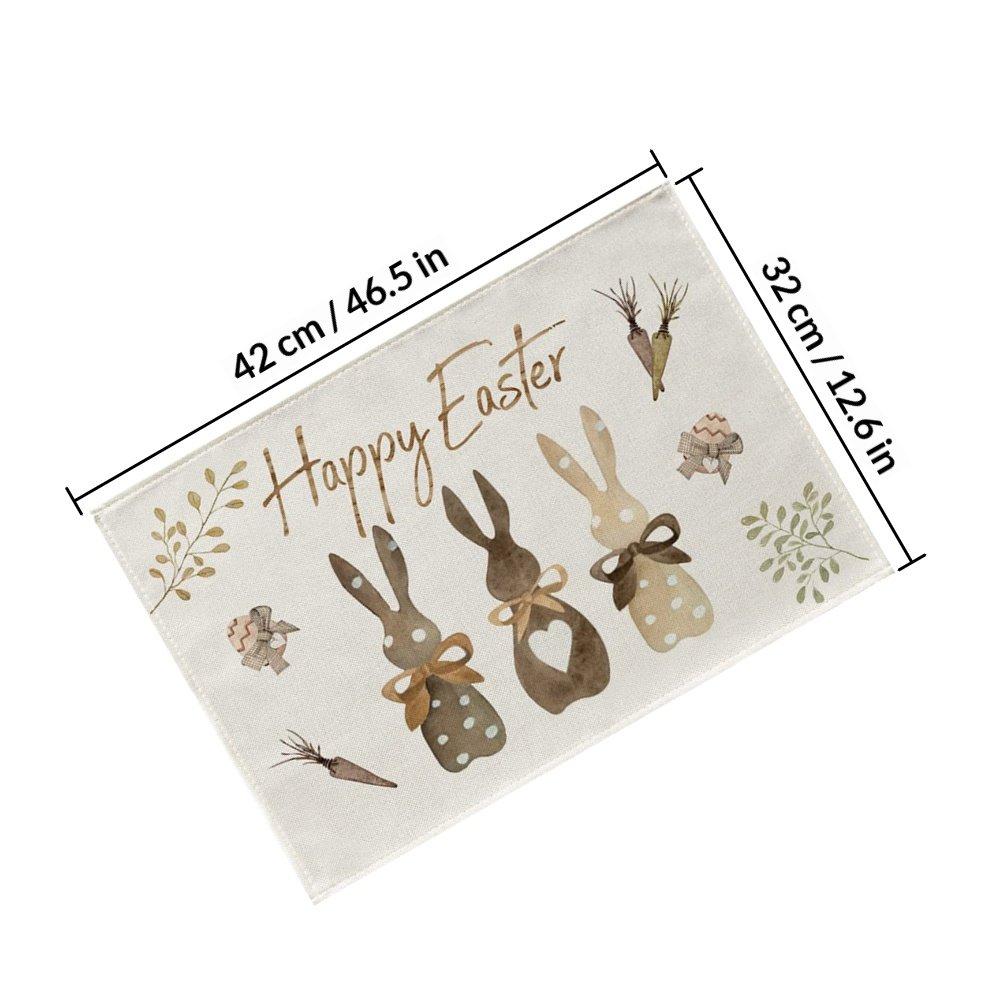 

1Set Easter Table Mats and Runner Set Stylish Decorative Place Mats for Dining Table Heat Protection Easter Party Home белый