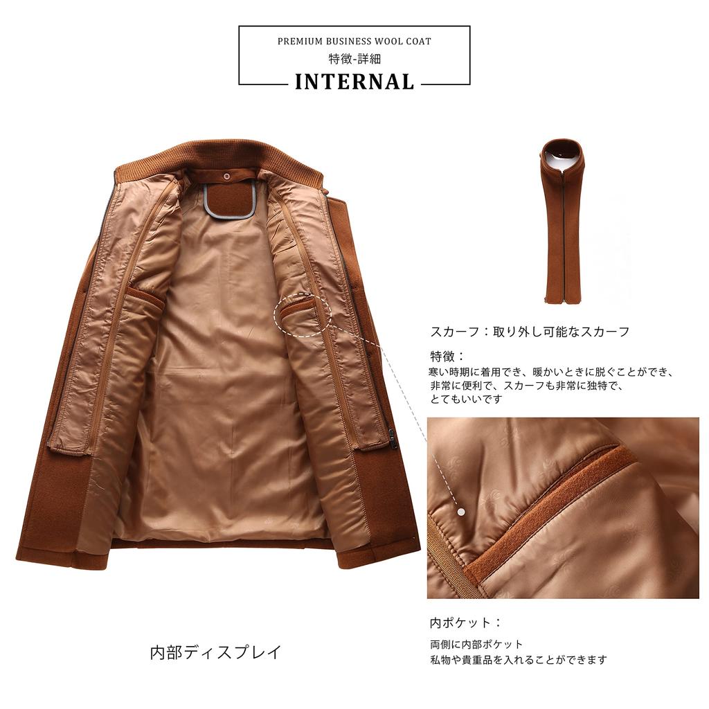 FHLHY Chesterfield Wool Business Winter Cold and Windproof Men's Coat, Thick, Autumn/Winter Jacket, Men's Coat,