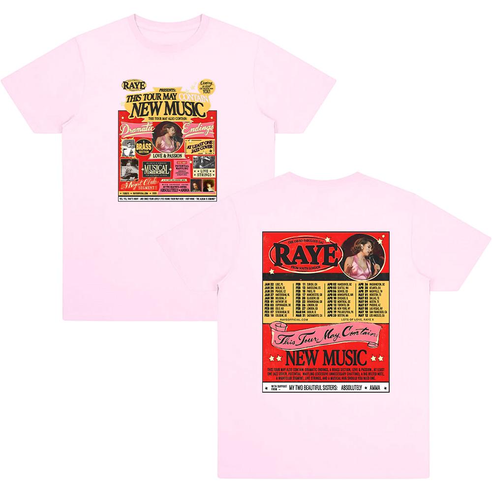 

Raye Tour 2026 Графічні футболки Жіночі Чоловічі Мода Футболка з коротким рукавом Повсякденна М яка Бавовна Літо Трендовий Дизайн Вуличний одяг Y2K M рожевий