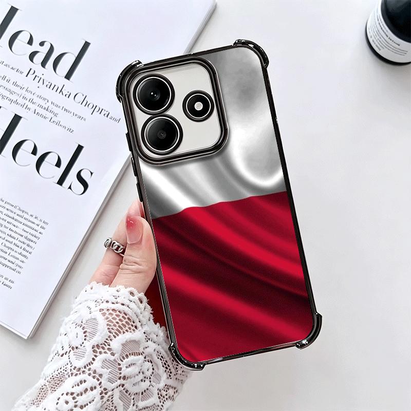 Poland Flag White Red Soft Phone Case For Xiaomi Redmi Note 14 15 Pro Plus 13 12 11S 11T 5G 10 9S 9 Plating Anti-Fall Fundas