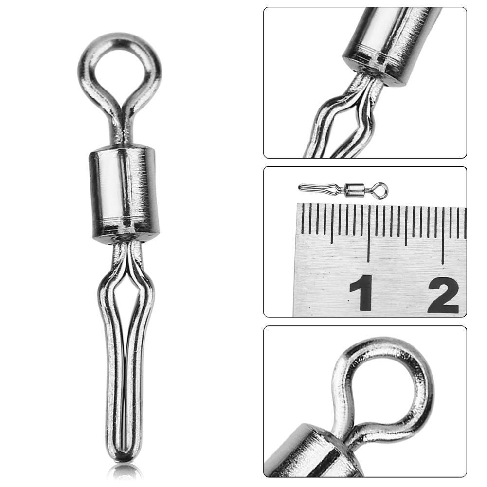 

100pcs Durable Stainless Steel Rolling Swivels Hook Lure Connectors Fishing Tackle(6#) 10#