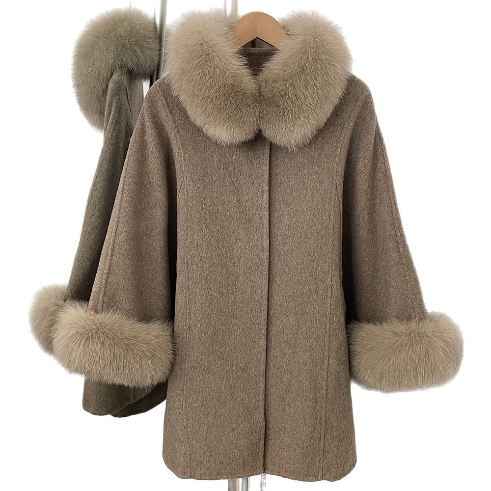 Australian Double-Sided Cashmere Wool Coat with Big Fox Fur Collar - Autumn/Winter Korean Style Women's Outerwear
