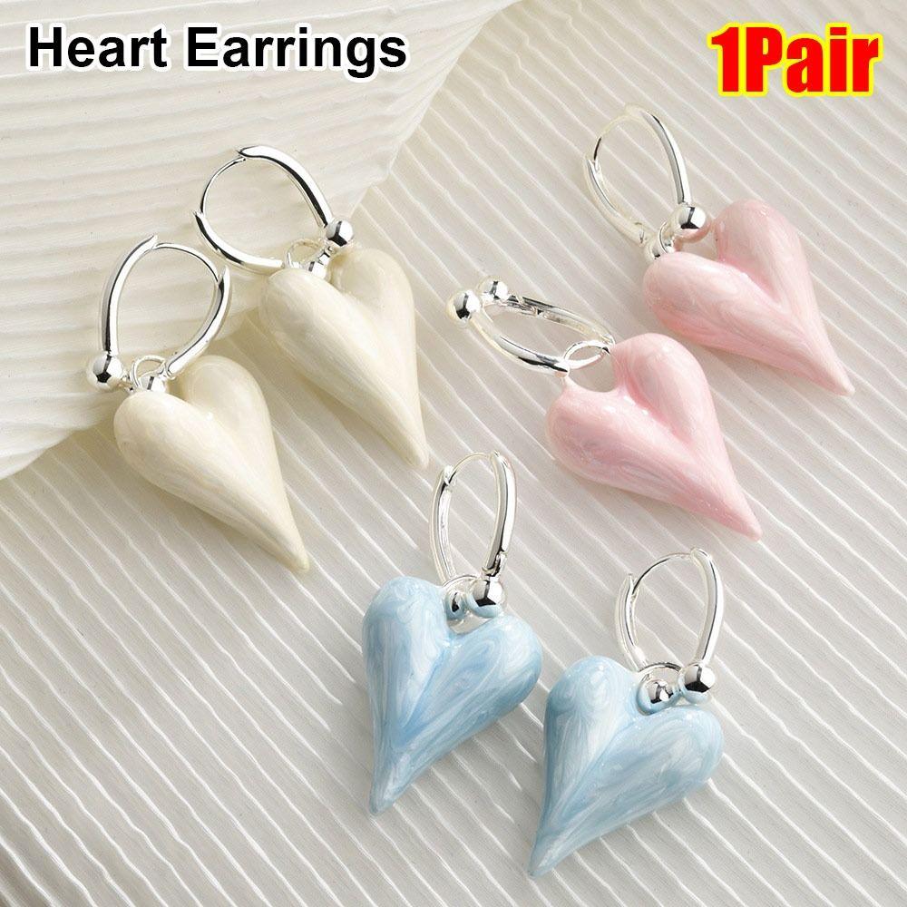 1Pair Durable Heart Shape Heart Earrings Candy Trendy Simply Design Fashion Jewelry Sweet Temperament Ear Accessories For Women