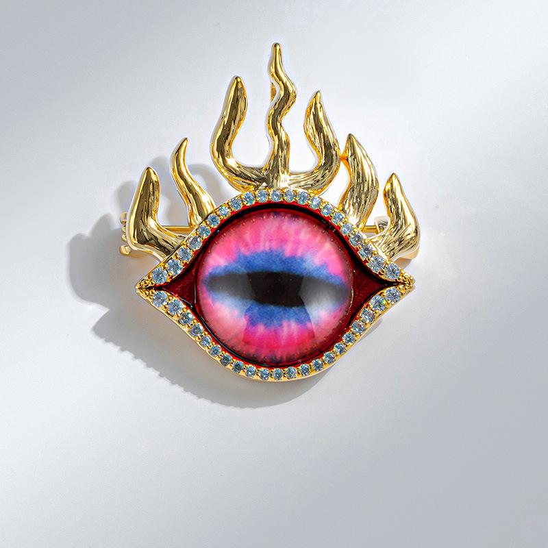 “Bo Xin Yun Retro Colorful Eye Brooch: Ghost Fire Boy Trendy Men s Lapel Pin”
