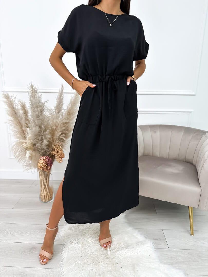 

Women s Waist-Tie Solid Color Maxi Dress with Pockets XL