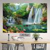 2D Idyllic Forest Waterfall Nature Wall Tapestry, Lake Swan Fishing Boat Flower Bird Bedroom Home Decor