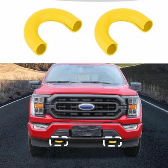 2PCS Yellow Front Tow Hook Cover Kit For Ford F150 2004-24 Exterior Accessories