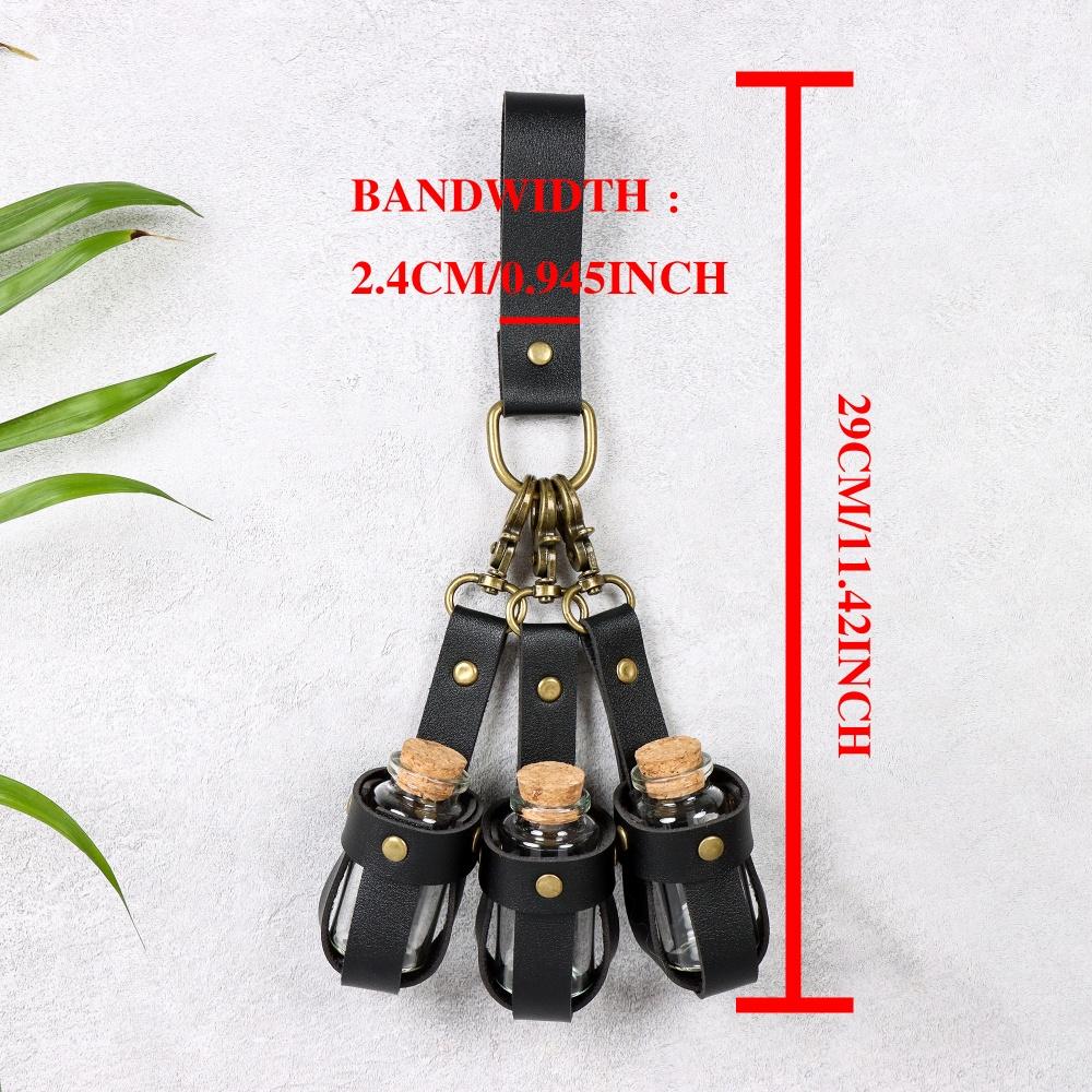 Medieval Alchemy PU Leather Holder Belt - Artificial Potion Bottle Accessory for Renaissance Faires And Cosplay Belt Accessory