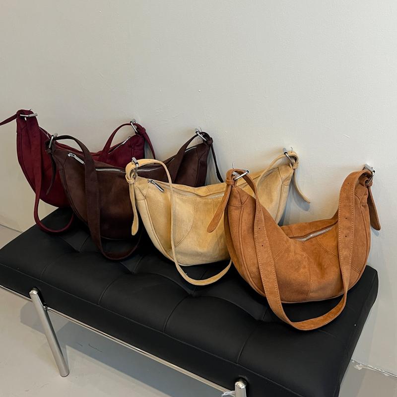 Women Fashion Faux Suede Soft Handbags and Purses Vintage 2024 Winter New Trend Y2K Underarm Bag Lady Shoulder Bag