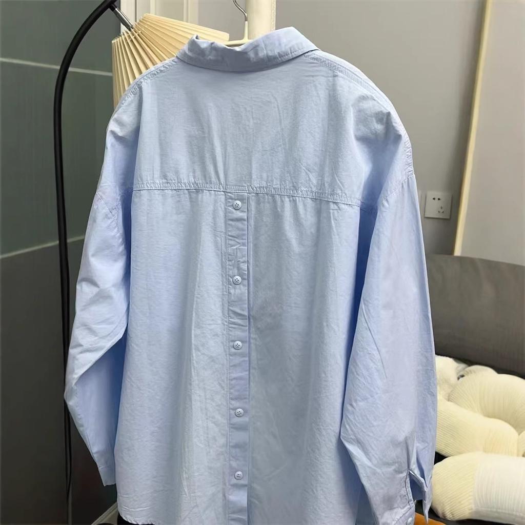Pure Cotton Solid Color Shirt for Women with Spring and Autumn Loose Casual Slim and Versatile Layered Sunscreen Shirt Top Jacket