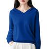 Women's Fashion Long-Sleeved -Colour V-Neck Hooded Knitted Sweater Warm Sweatshirt Knitwear