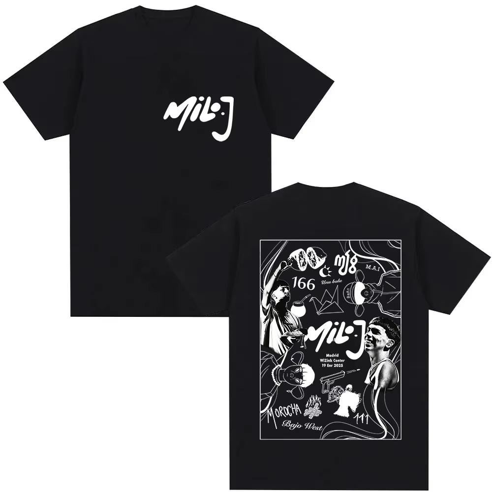 

Rapper Milo J Madrid Wizink Canter Tour 2026Print T-Shirt Men Women Casual Fashion Retro Cotton Short Sleeve Streetwear - Men... S разноцветный
