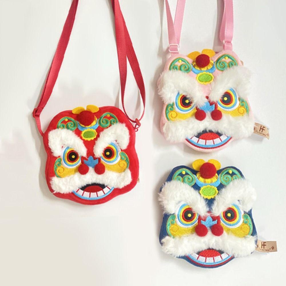 Wallet Chinese Dancing Lion Bag Plush Lion Dance Coin Pruse Cute Chinese New Year