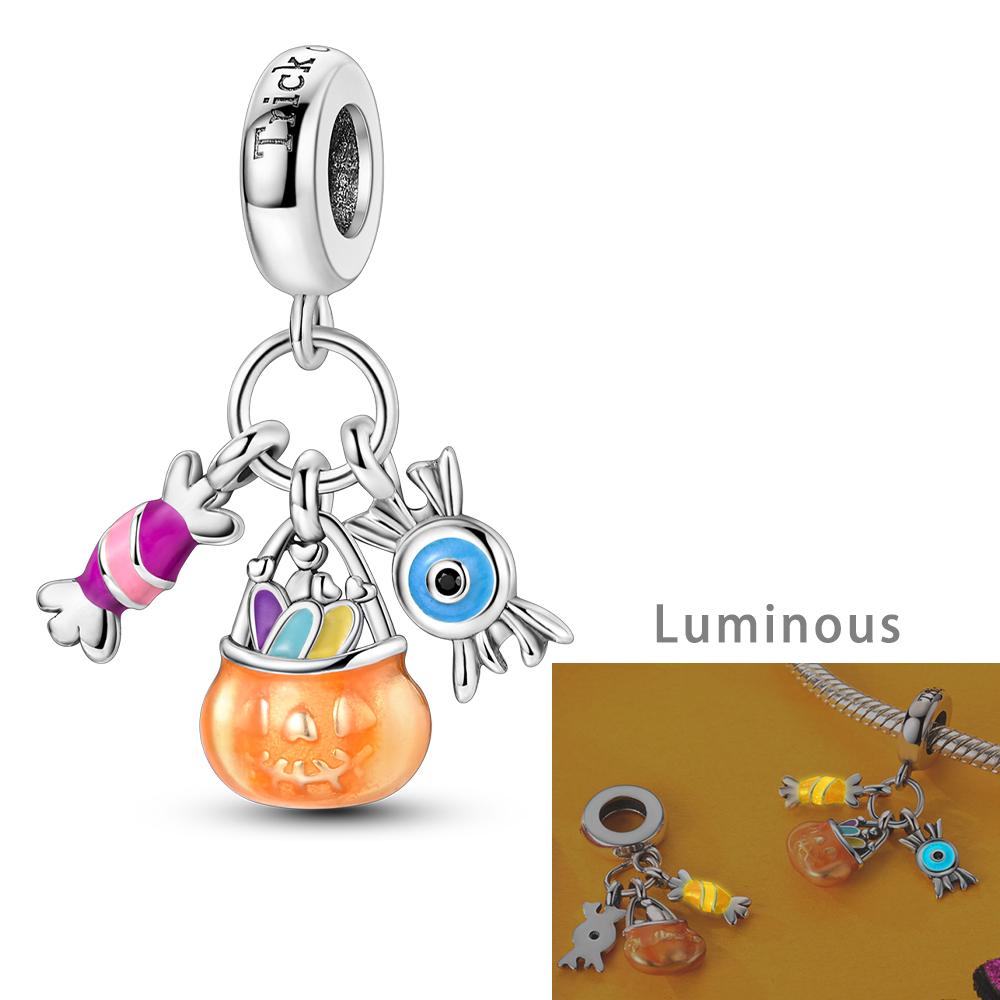 Copper Plated Halloween Charms Pumpkin Skull Witch Beads Fit Original Bracelet Diy Pendant Dangle Women Fine Jewelry