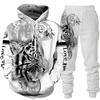 Mens 3D Print Hooded Sweatshirt Set Casual Streetwear Outfit Young Adults